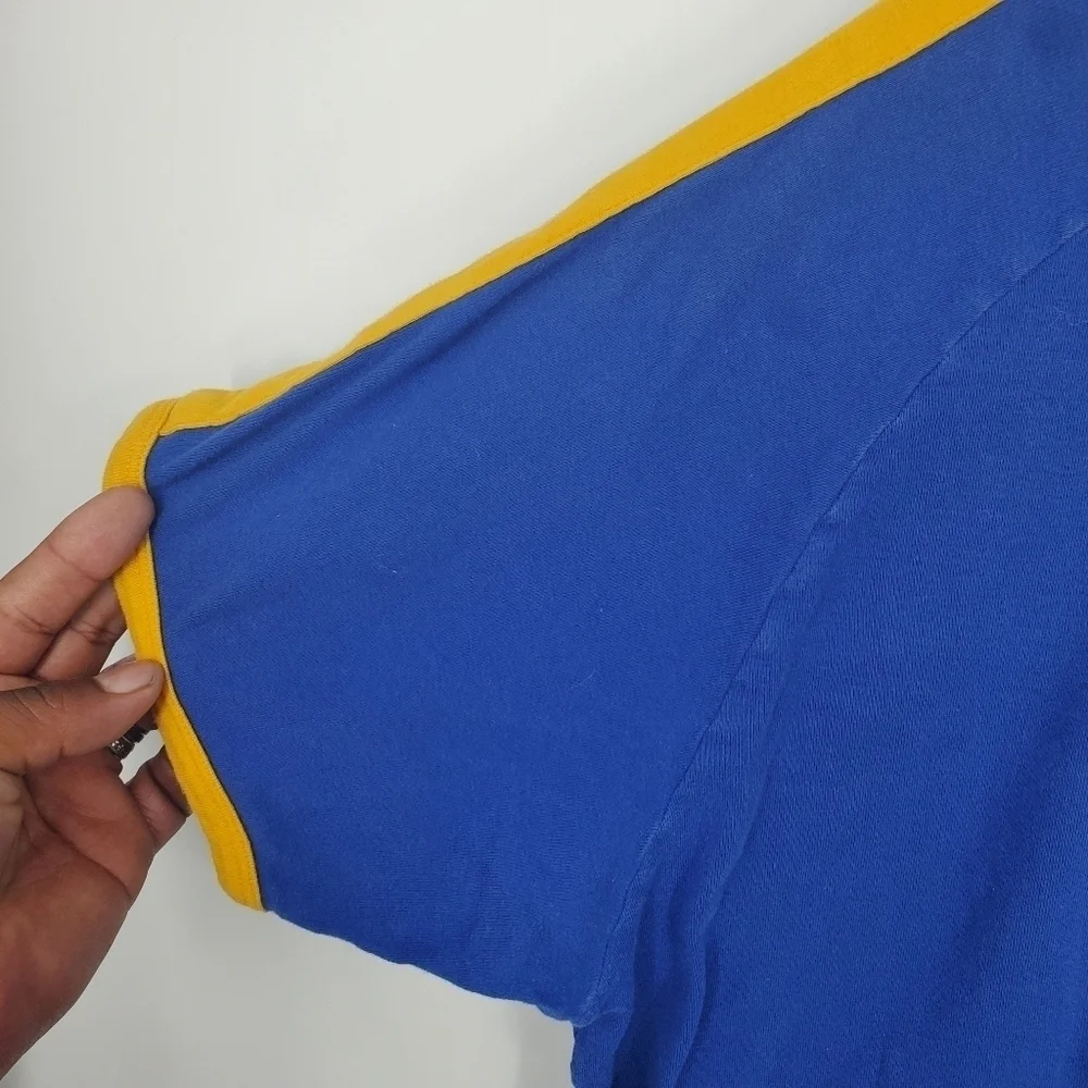 Vintage Ralph Lauren Polo Shirt Blue & Yellow Crew Neck With Pony Men's XXL